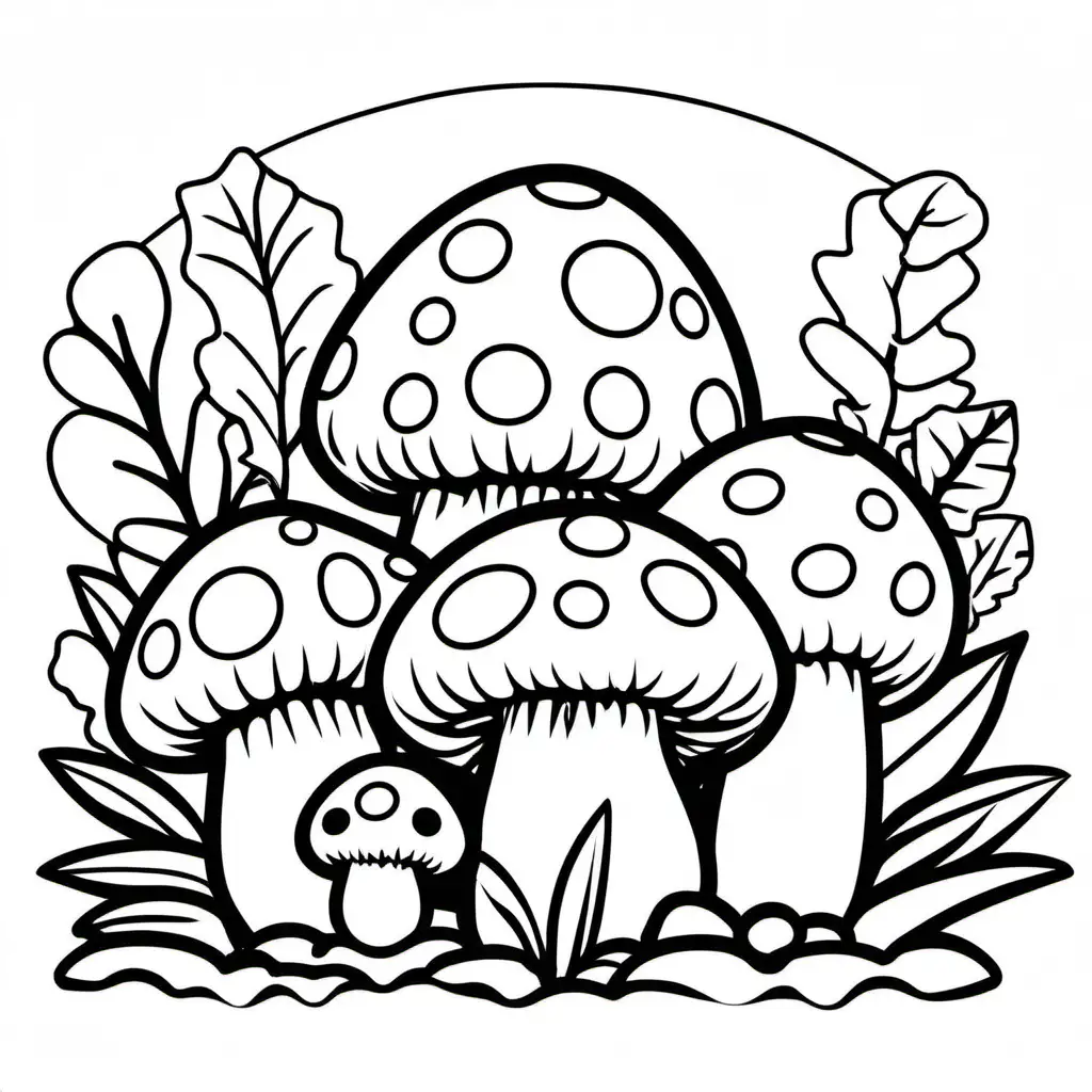  cute Stuffed mushrooms bold ligne and easy
, Coloring Page, black and white, line art, white background, Simplicity, Ample White Space. The background of the coloring page is plain white to make it easy for young children to color within the lines. The outlines of all the subjects are easy to distinguish, making it simple for kids to color without too much difficulty