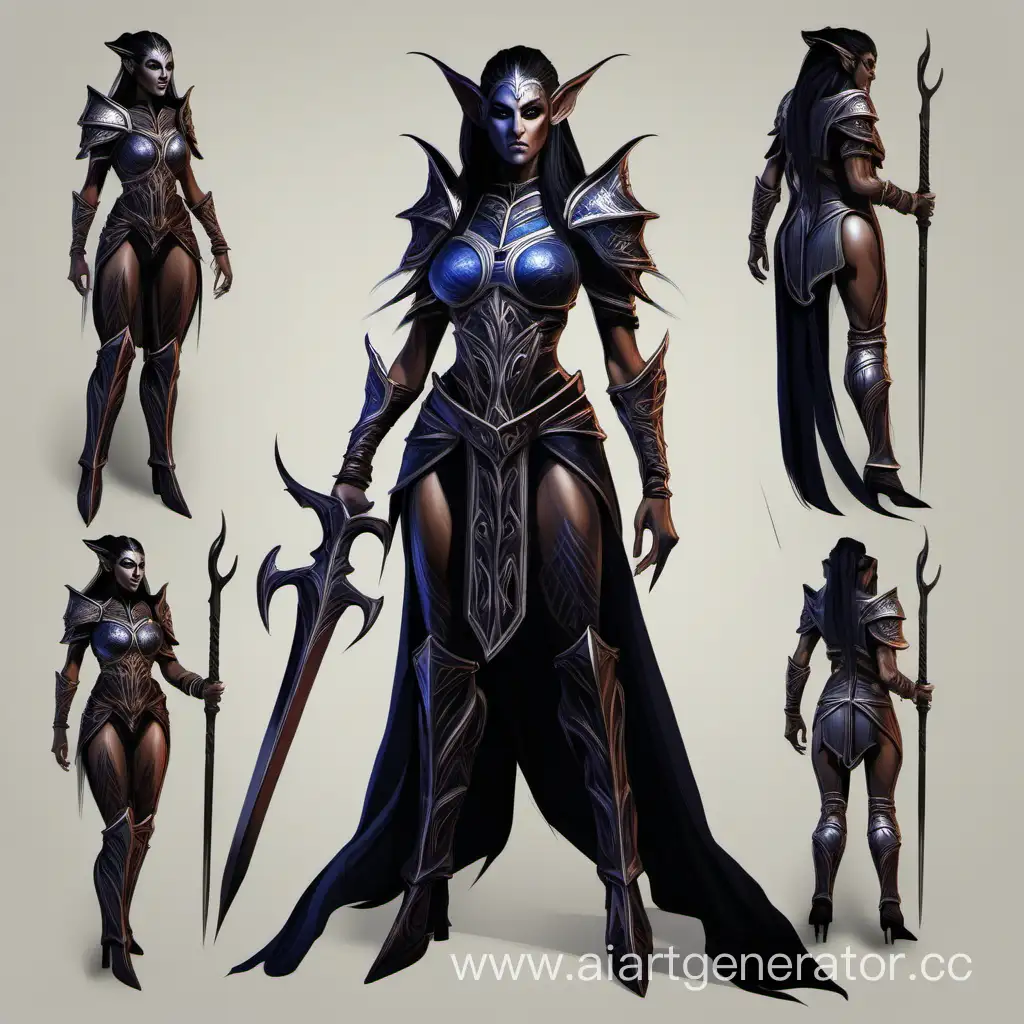 Fantasy-Dark-Elf-Warrior-Female-with-Paints