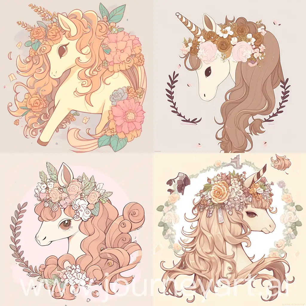 Enchanting-Beige-Pony-with-Floral-Mane-and-Leafy-Tail