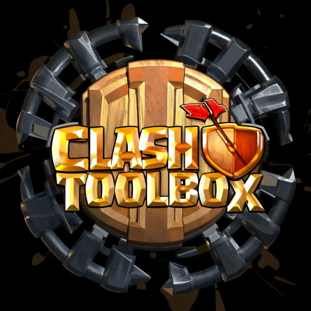 logo, a toolbox for clash of clans app, with the text "Clash Toolbox", typography, be used in Entertainment industry