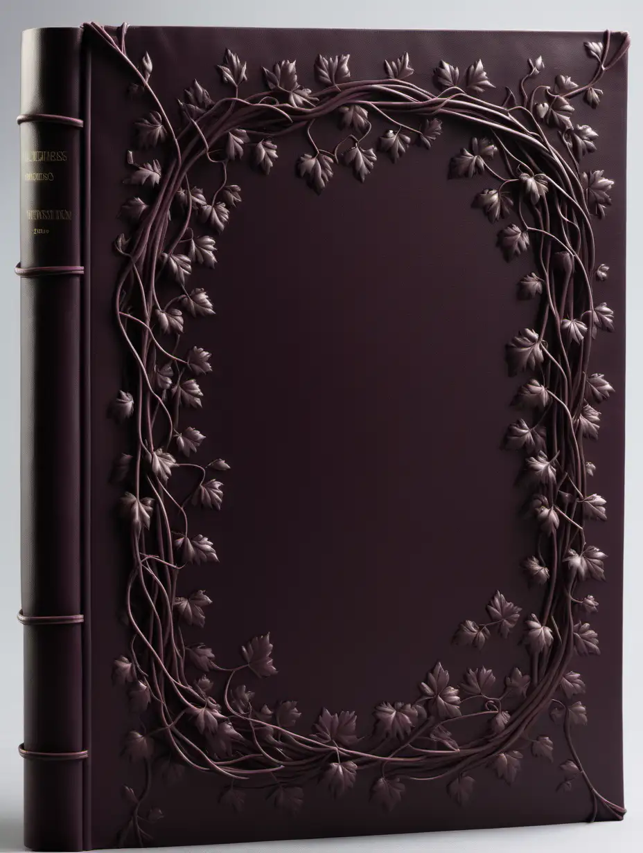 Elegant Leather Book Cover with Delicate Vine and Grape Motif
