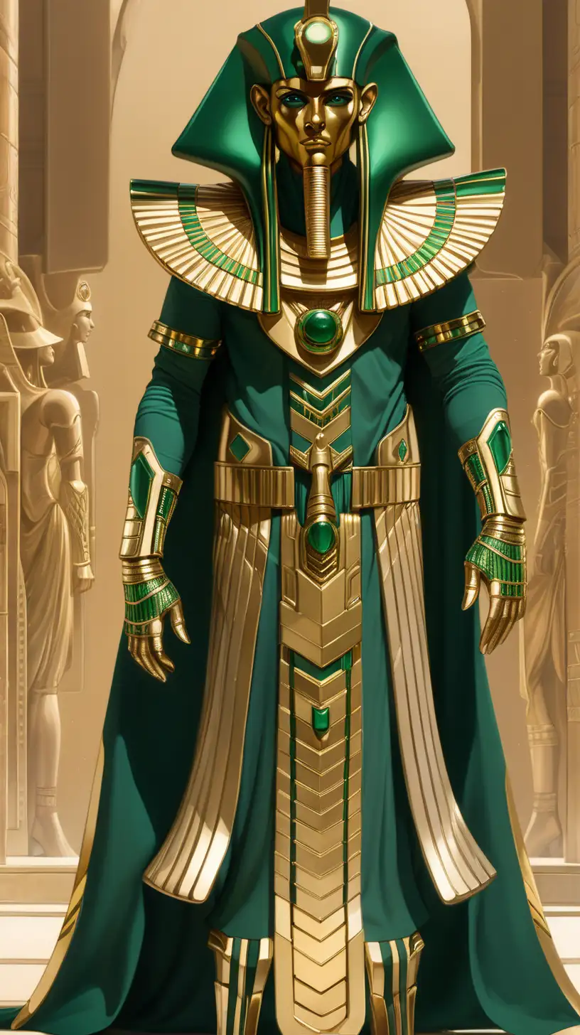 Futuristic Imperial Pharaoh in Dark Green and Gold