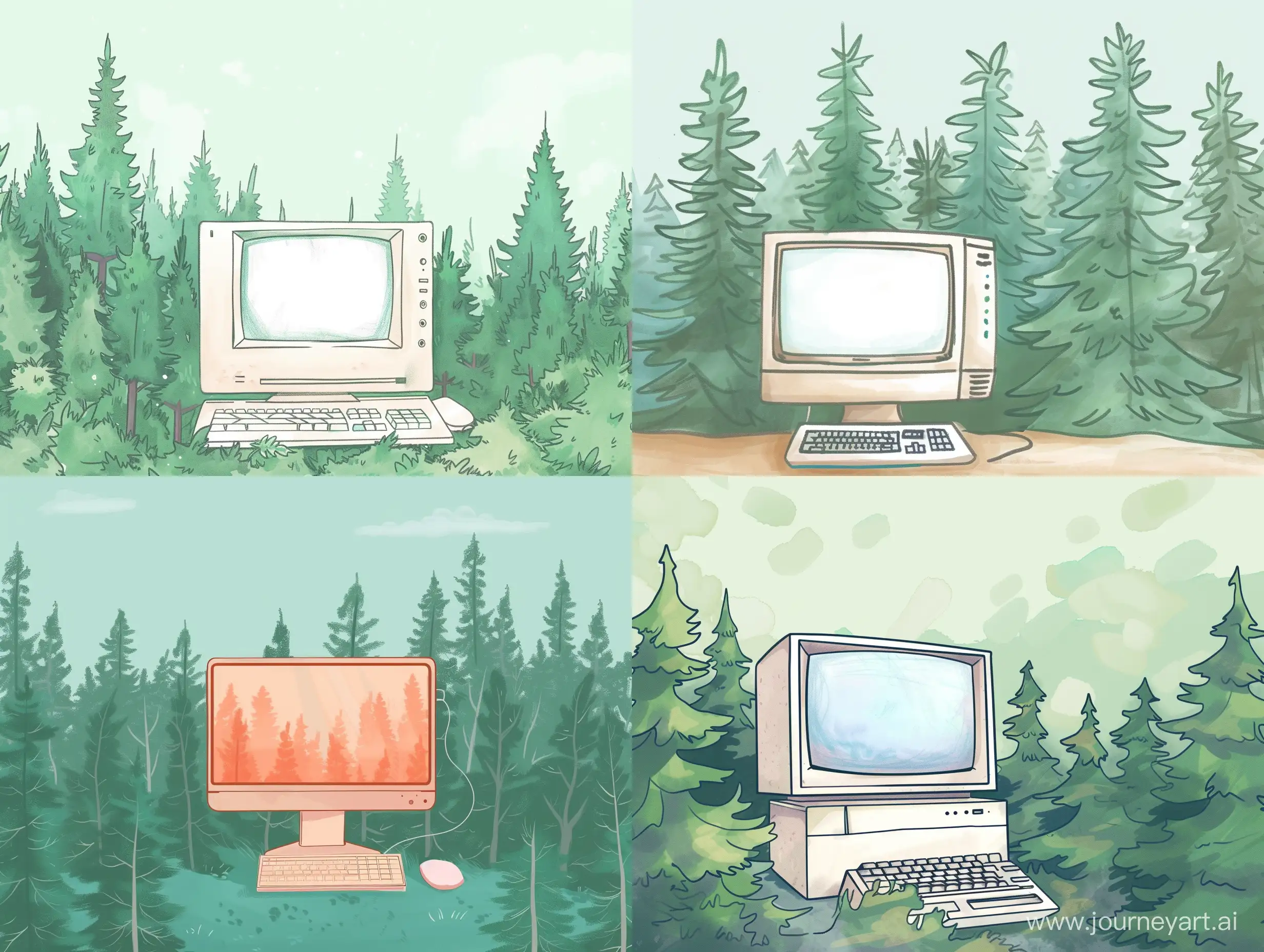 Computer-in-Pine-Forest-Digital-Technology-amidst-Nature