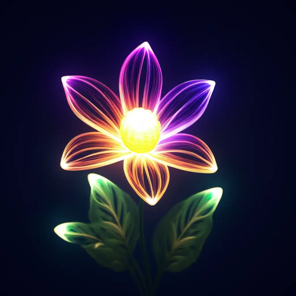 Enchanting Glowing FlowerAnimals in a Mystical Forest