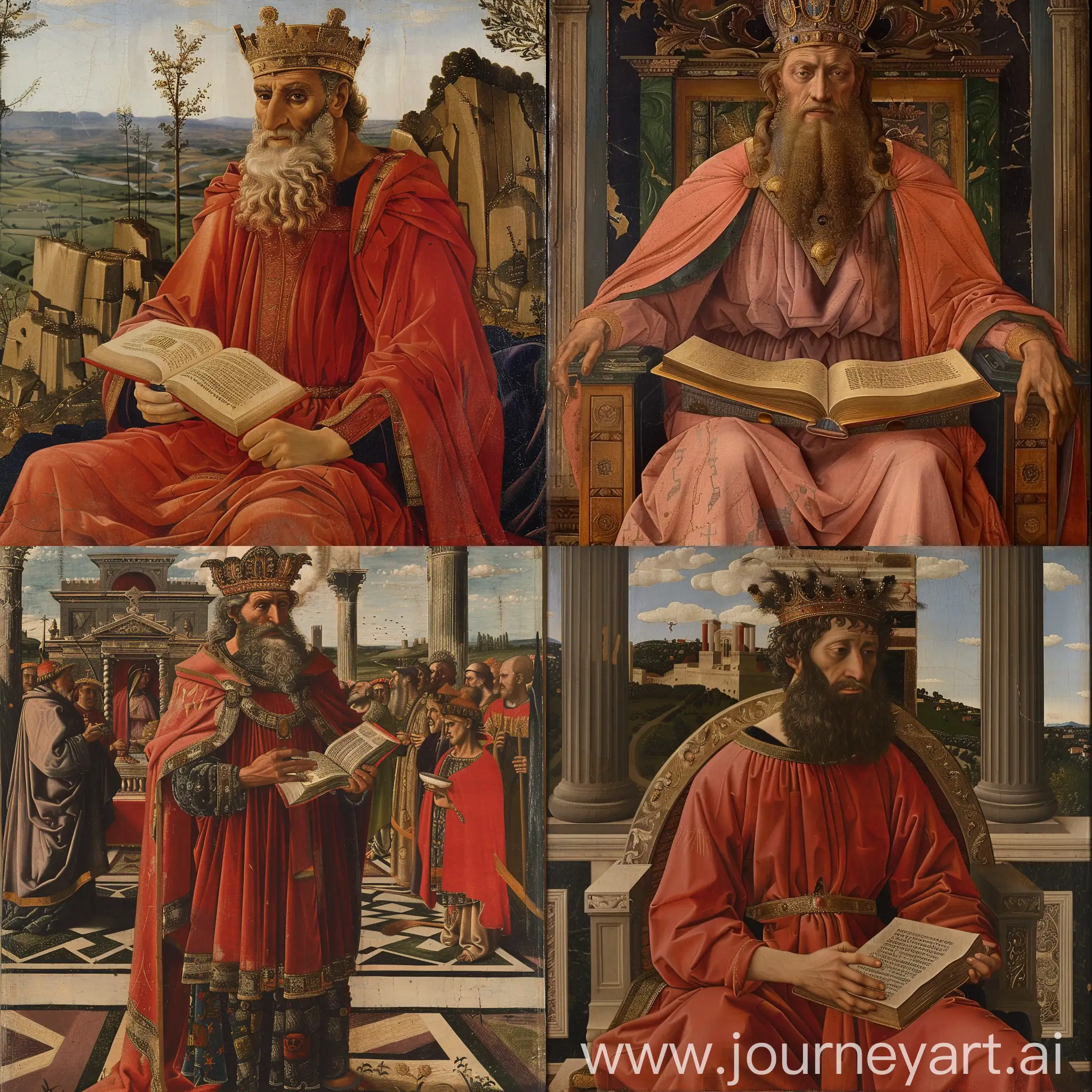 a painting of king solomon  in Pierro de la Francesca style