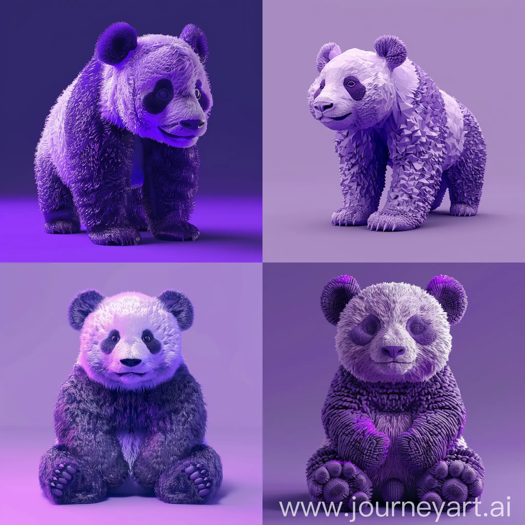 Purple aesthetics image of a 3D Panda