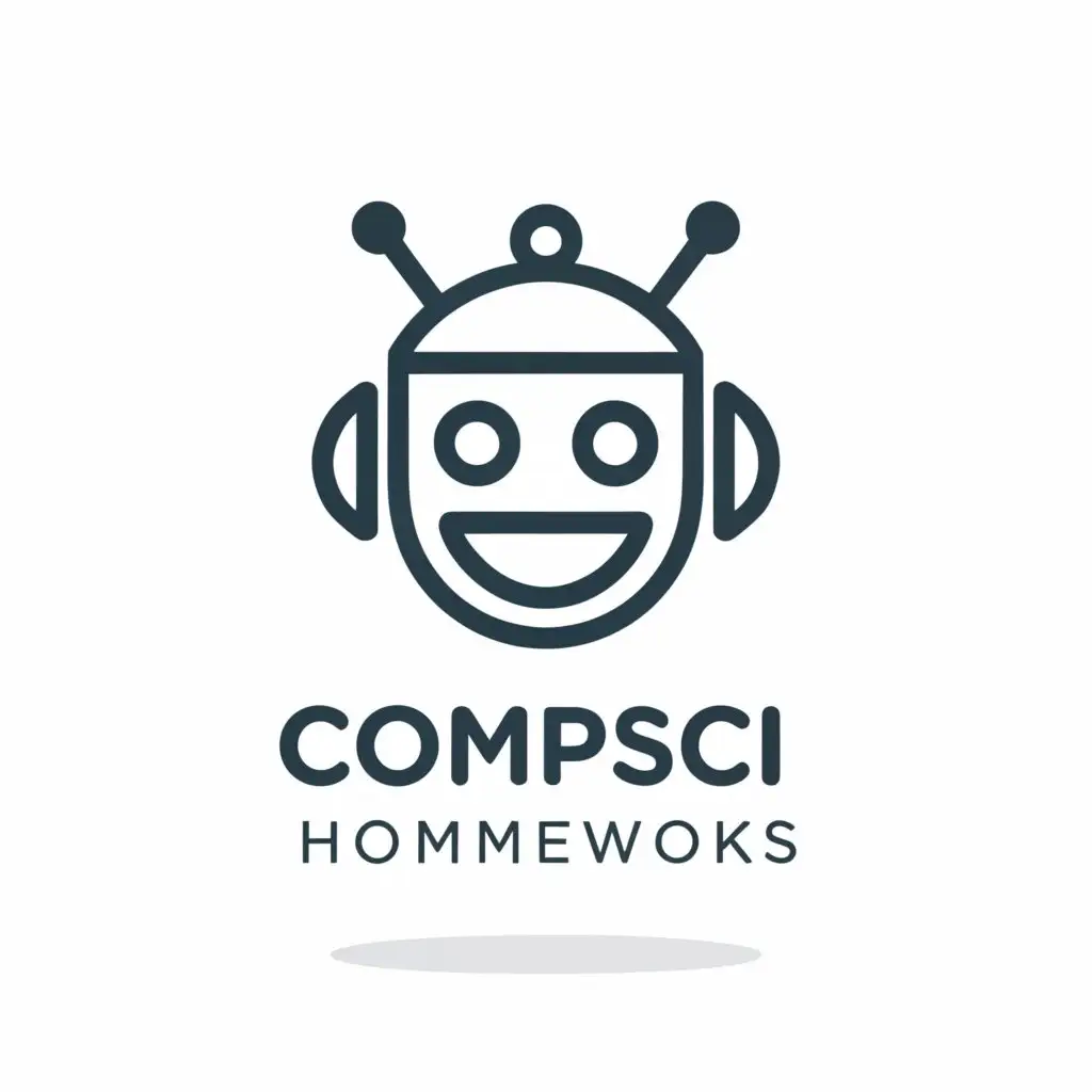 a logo design,with the text "CompSci Homework", main symbol:Simplified robot head,Moderate,be used in Technology industry,clear background