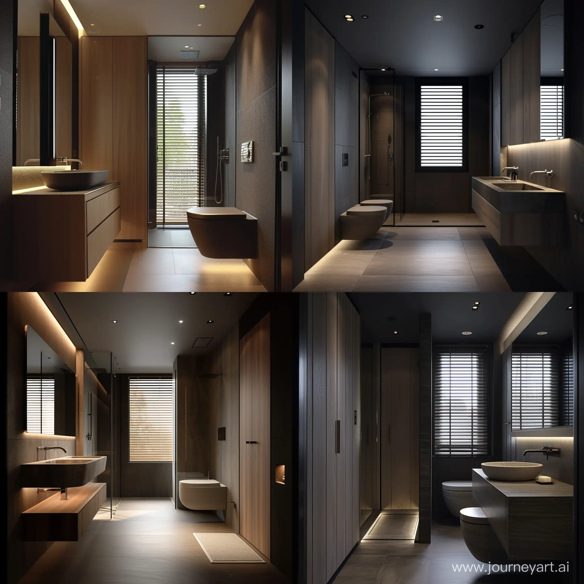 Contemporary-Darkthemed-Bathroom-with-Veneered-Panels-and-Backlit-Skirting