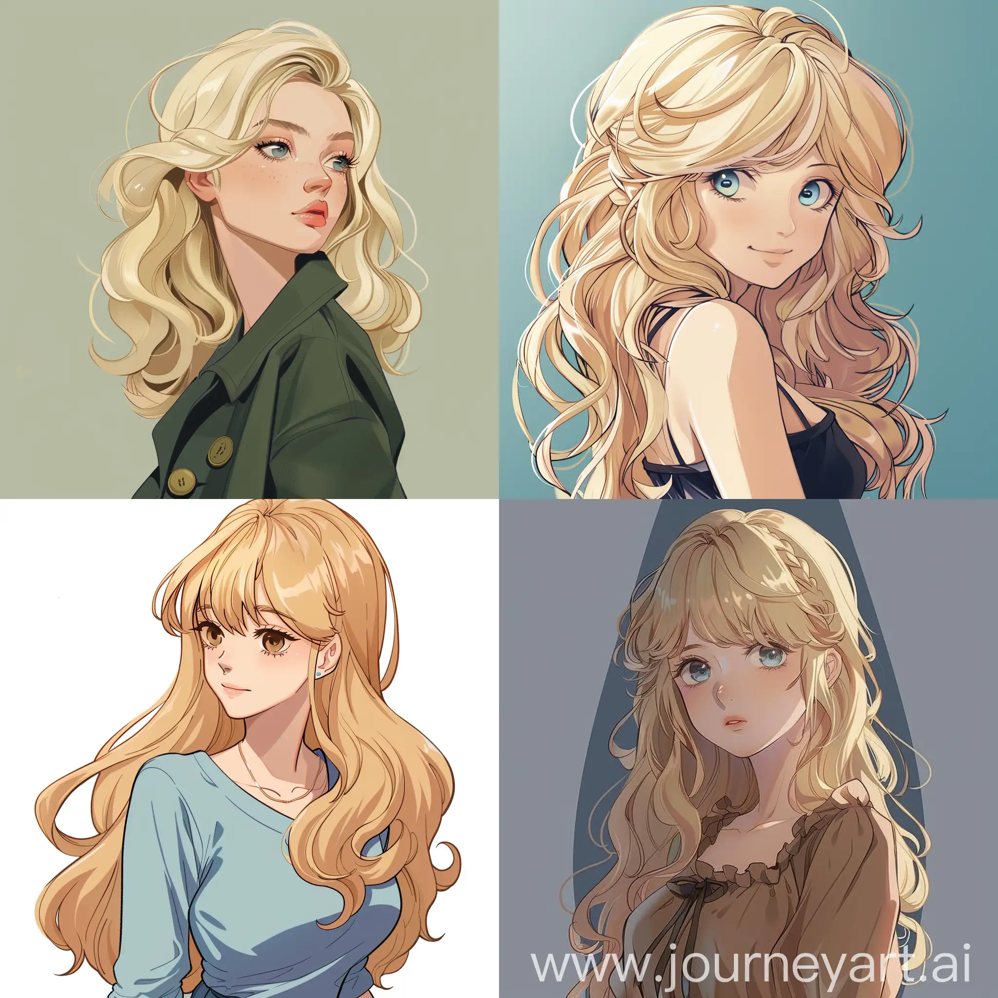 a blonde girl in vintage anime style