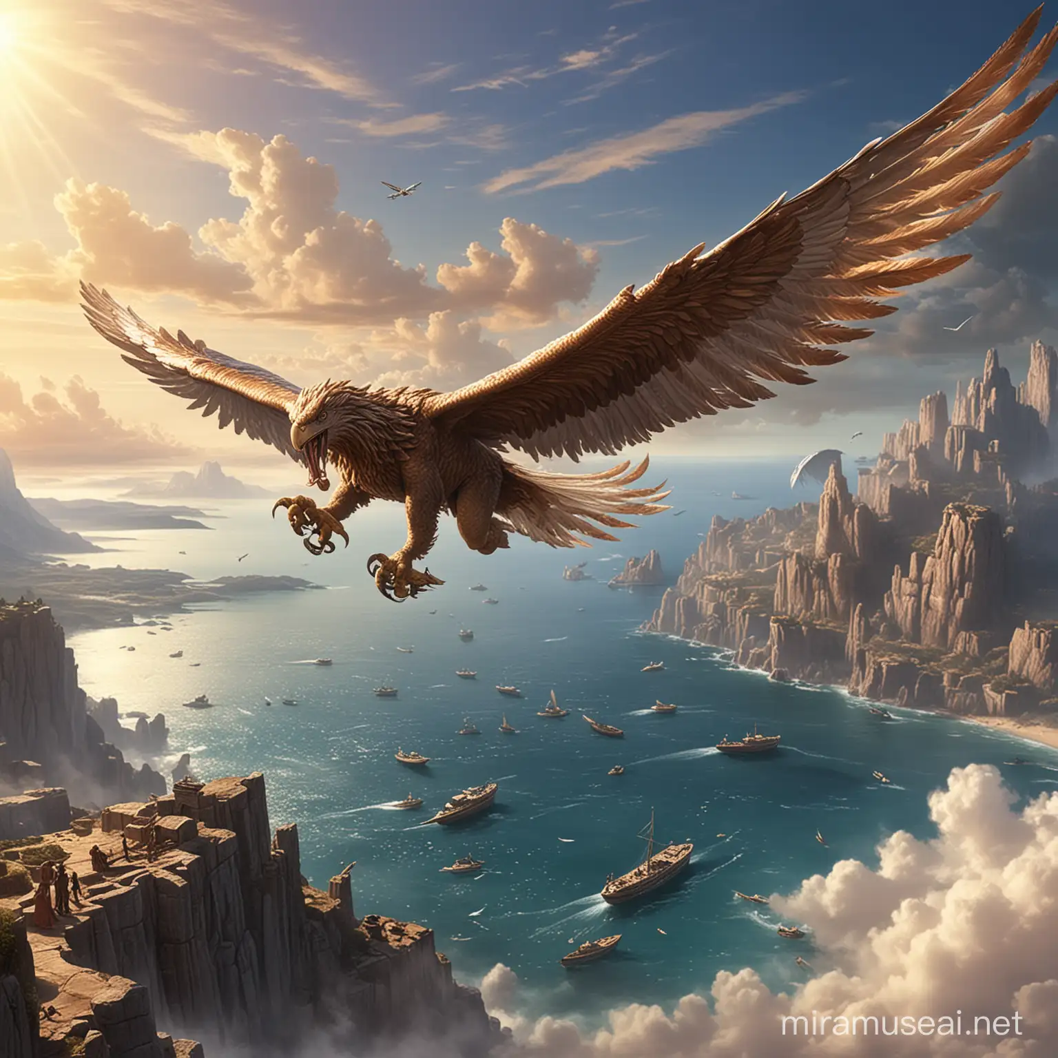 Icarus Soaring Towards the Sun in Mythical Flight