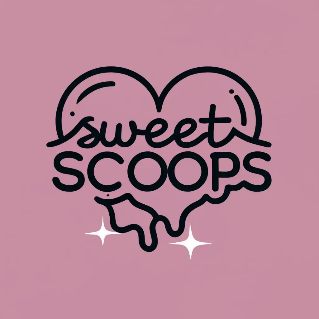 logo, Ice cream scoops creating a heart, with the text "Sweet Scoops", typography, be used in Restaurant industry