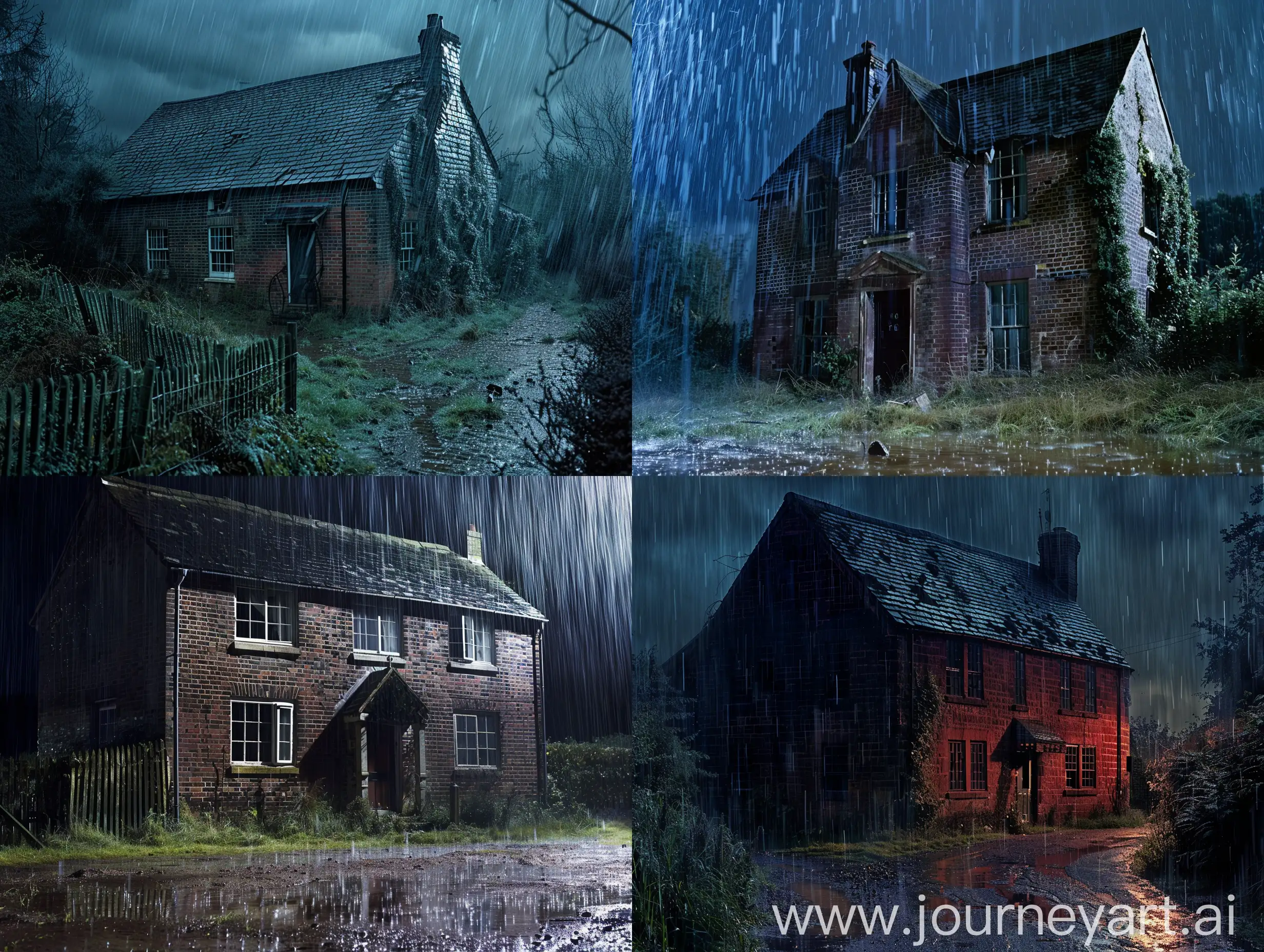 Abandoned-Brick-House-in-Rainy-English-Countryside-Cinematic-Night-Scene