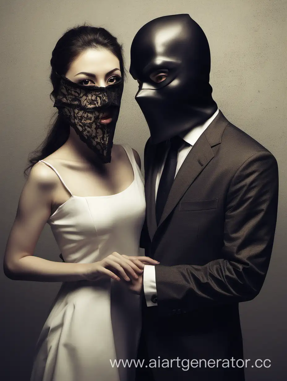 maskeli bir adam ve masum bir kadın