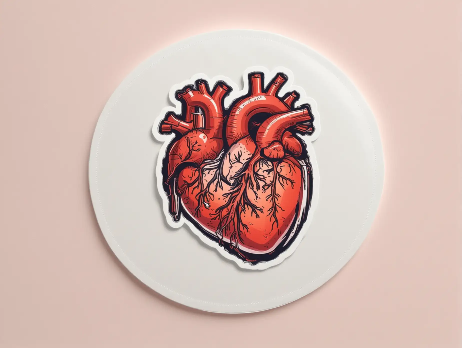Cheerful Round Sticker Heart Disease Awareness with Soft Colors and Detailed Contour Vector Design