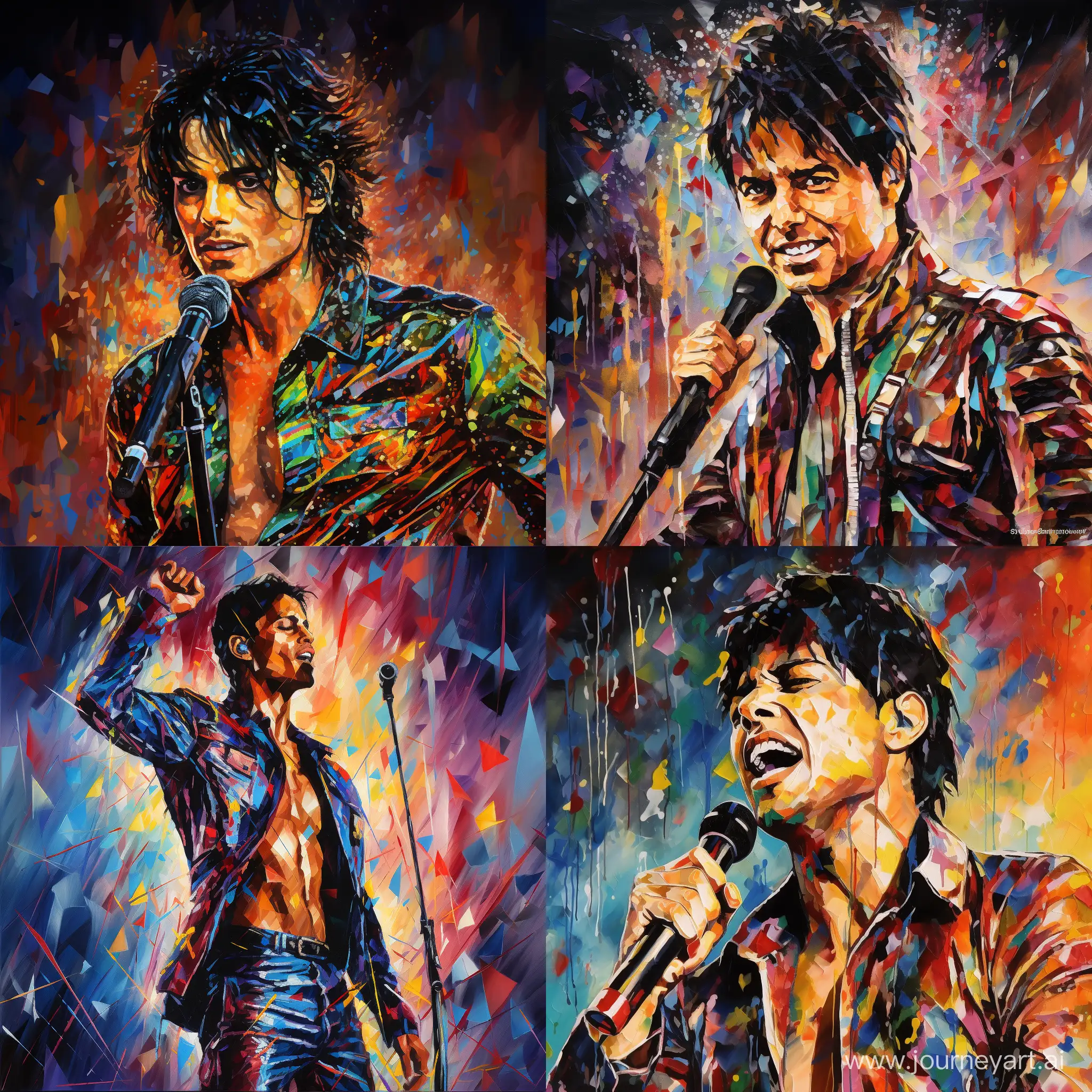 photoportrait cinématographique, portrait of Michael Jackson captured in a moment of passion on stage, with his iconic features and electric energy. The background is a bustling concert stage, with bright lights and ecstatic fans. The art style is inspired by concert photography, with precise details on Michael's face and vibrant colors to capture the excitement of the performance, high quality, very detailed, ray tracing reflections, unreal engine, complex, intricate, octane, shot on Kodak, shutter speed 1/1000, professional lighting, bokeh, ISO 100