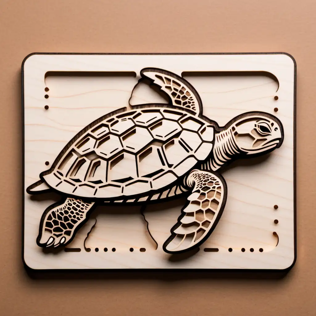 Multilayer Laser Cut Turtle Design Simple 2D Artwork
