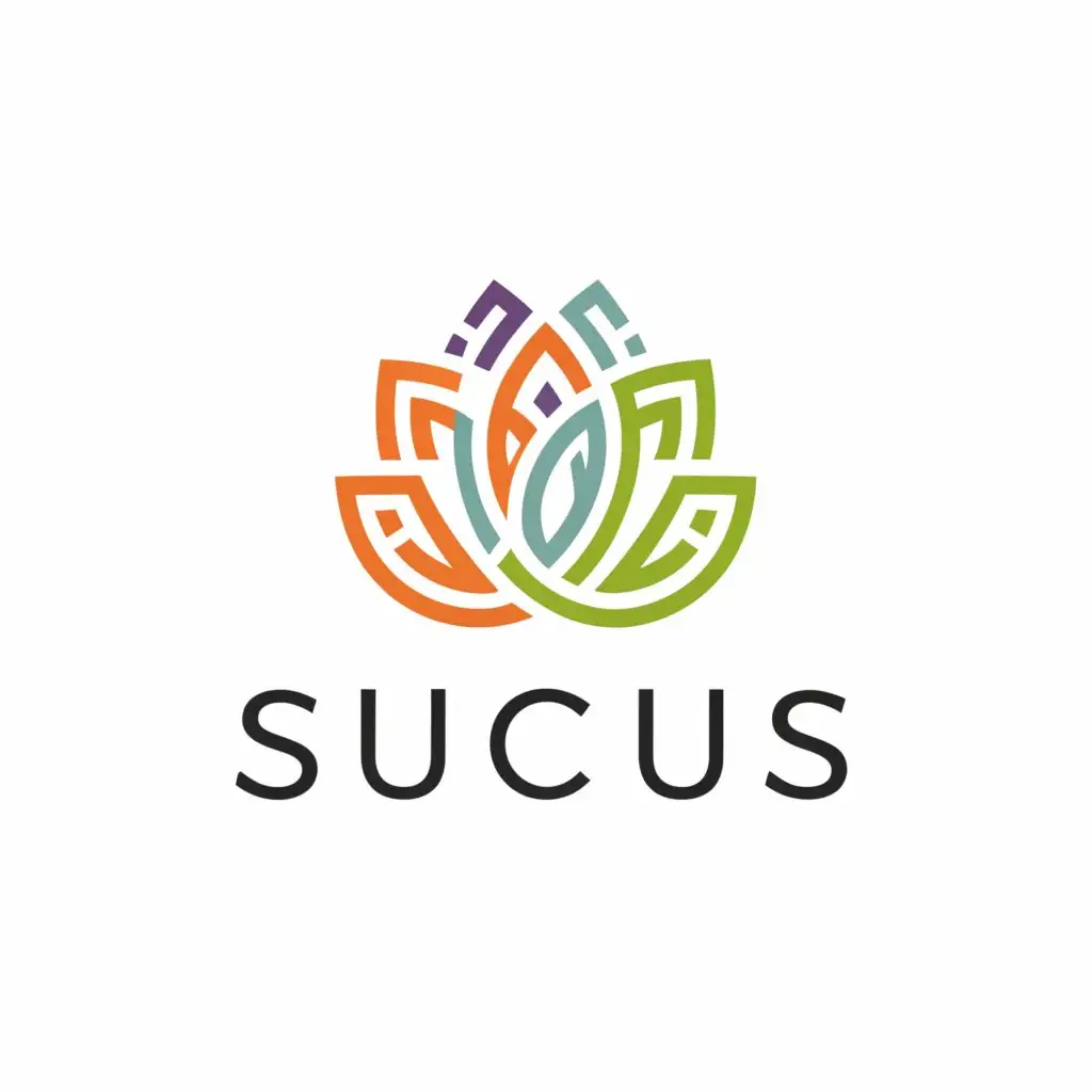 a logo design,with the text "SUCUS", main symbol:succulents, plants, flowers,complex,clear background