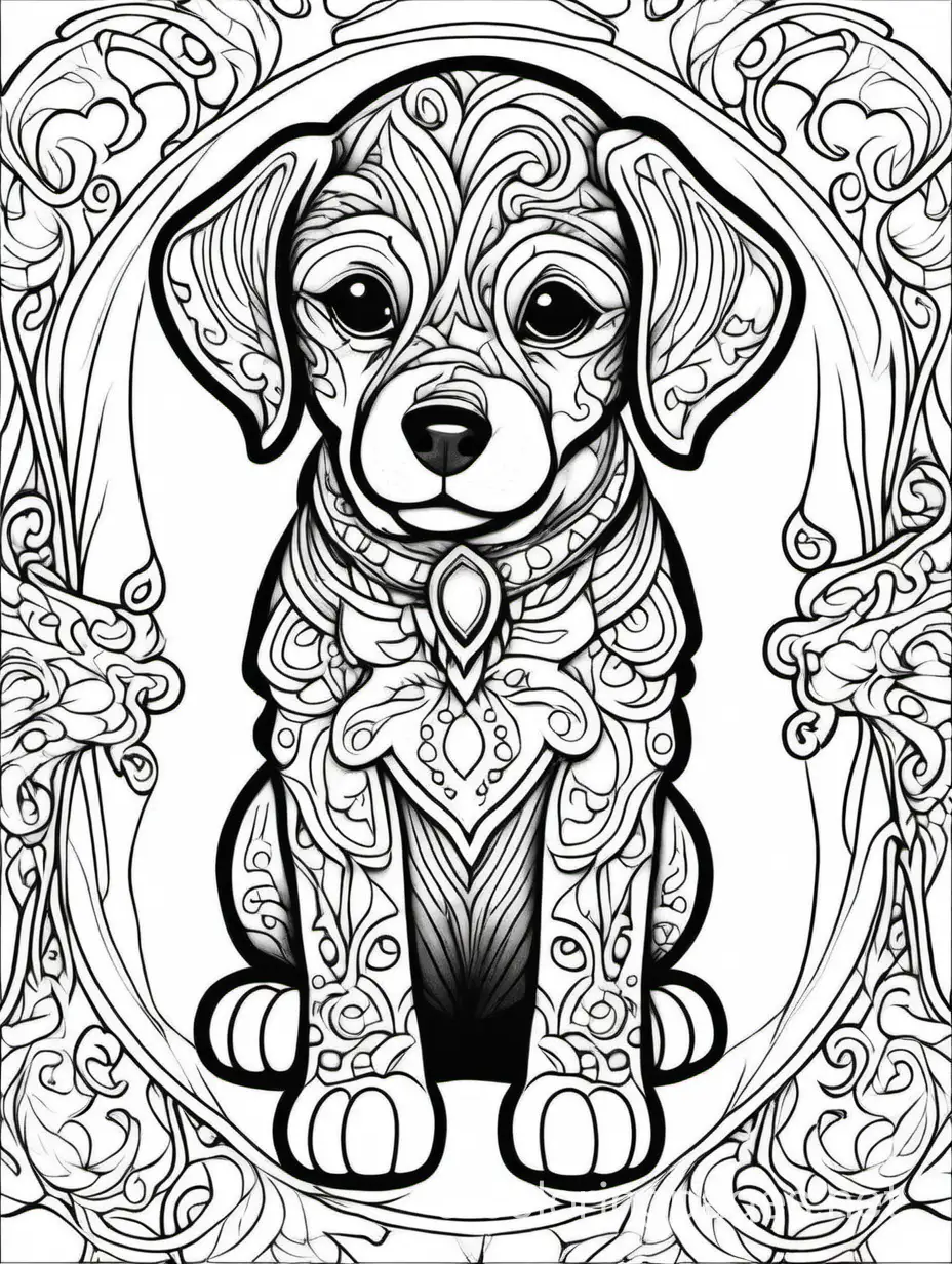 Elaborate-Puppy-Coloring-Page-Detailed-Line-Art-for-Adults-and-Children
