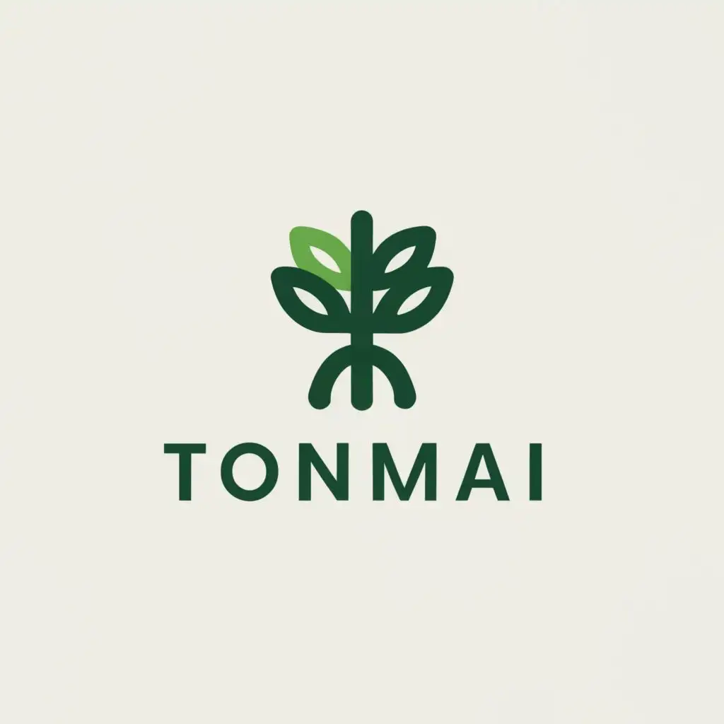 a logo design,with the text "TONMAI", main symbol:Tree green color,Minimalistic,be used in Home Family industry,clear background