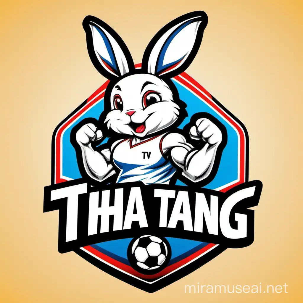 logo, mascot, rabbit, sport, strong, vector, 35 degree inclined surface, text "Thỏ Trắng TV"