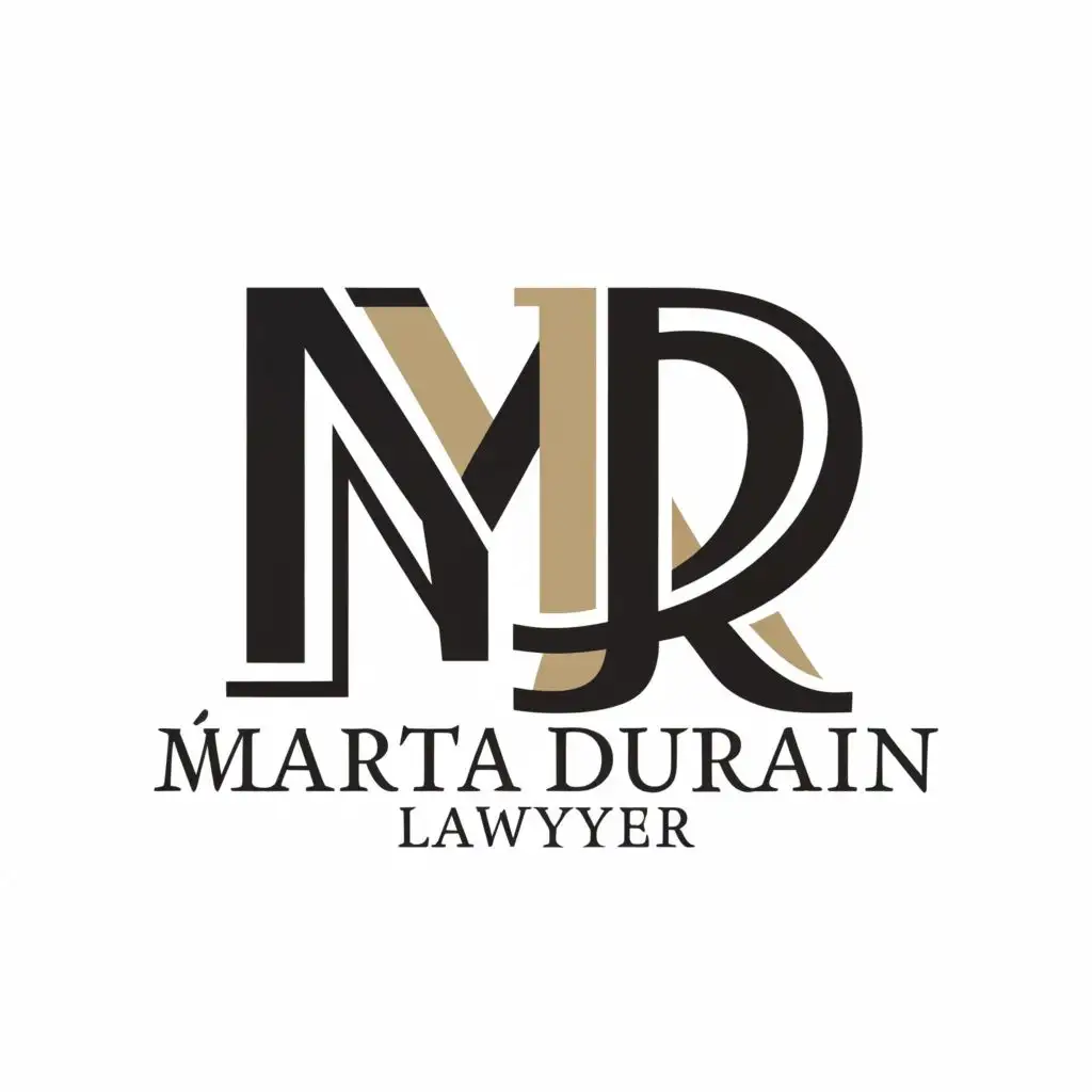 logo, M D, with the text "MARTA DURAN LAWYER", typography, be used in Legal industry