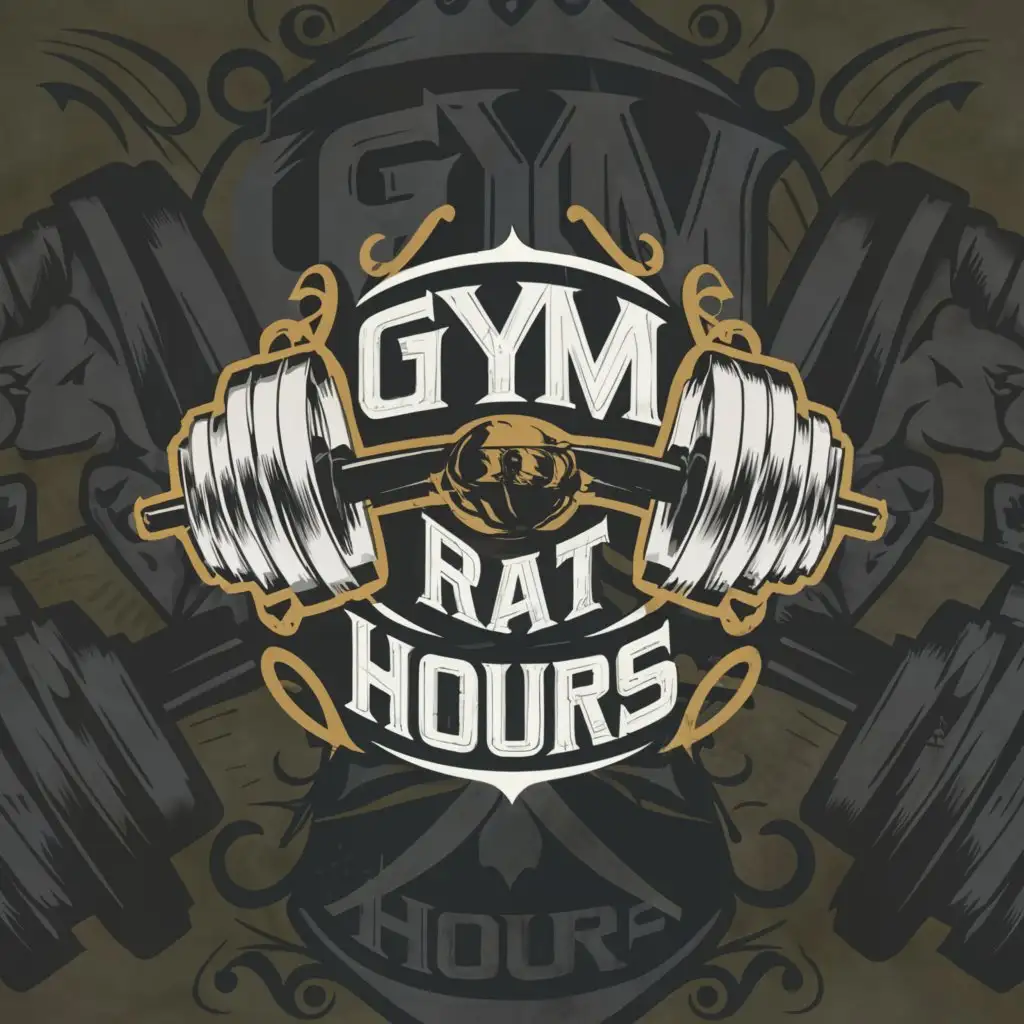 a logo design,with the text "Gym Rat Hours", main symbol:Dumbell,complex,clear background