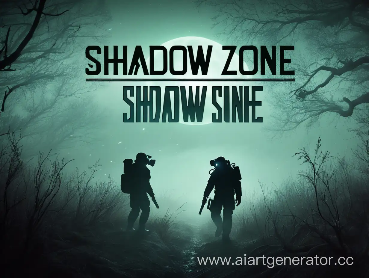 Лого для игры под названием SHADOW ZONE, по вселенной сталкер. На лого должен быть так же пейзаж зарослей в тумане, через который идет человек в противогазе