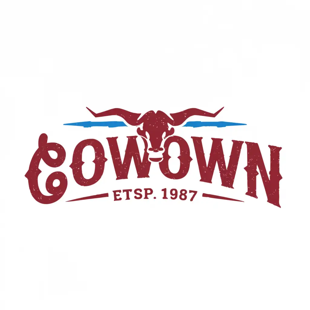 a logo design,with the text "Cowtown", main symbol:bull, steer, longhorn,
 colorful



,Minimalistic,clear background