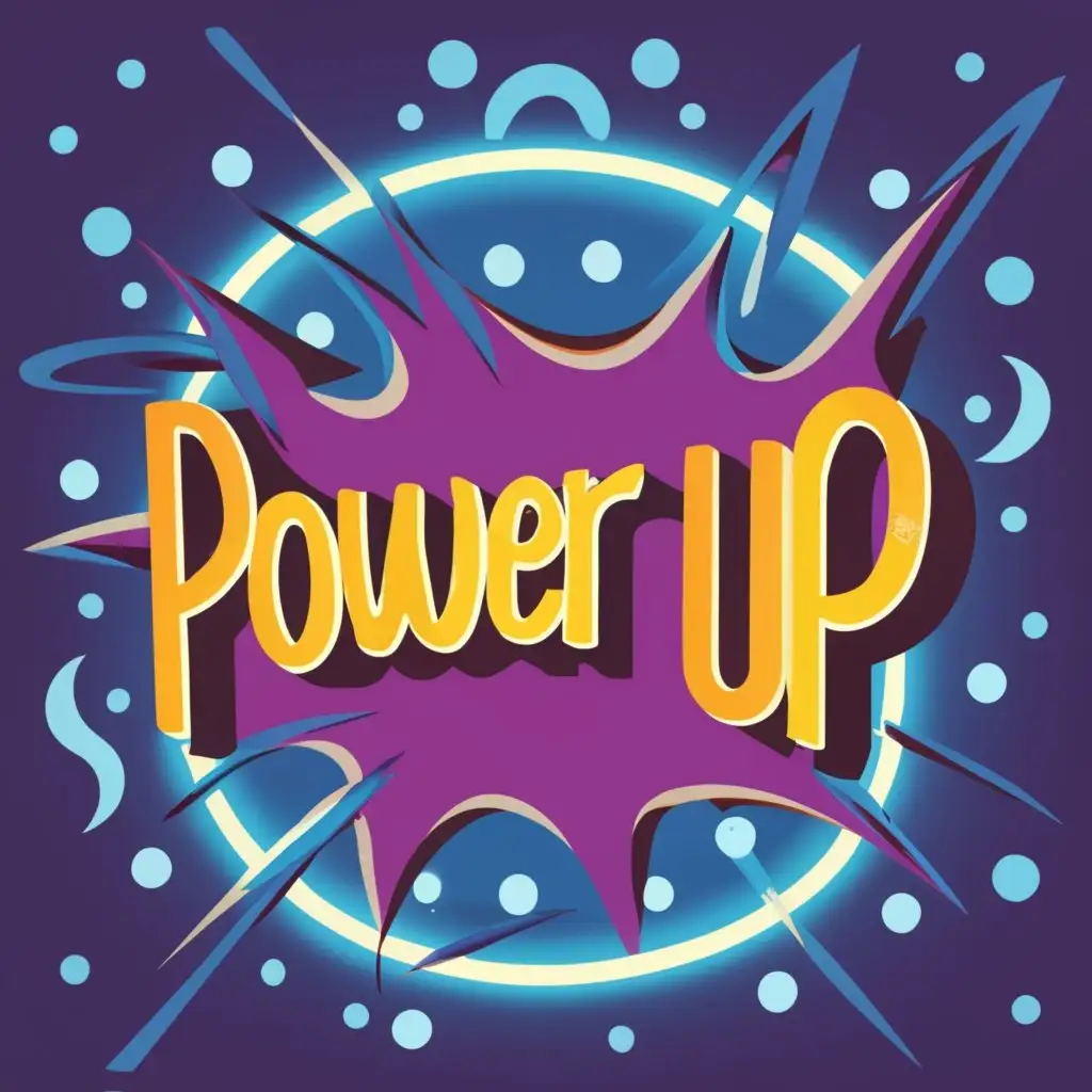 LOGO-Design-For-Power-Up-Energetic-90s-Theme-with-Dynamic-Typography