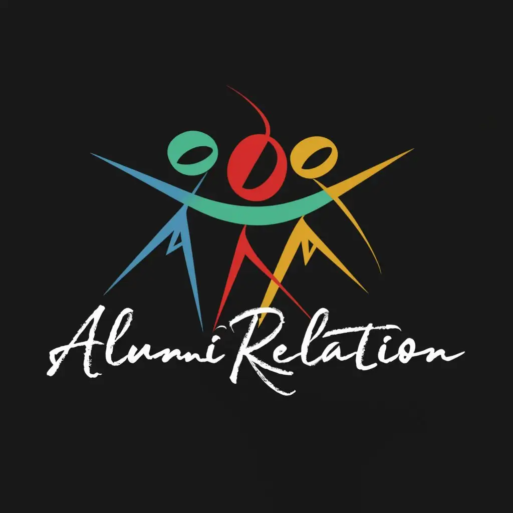 A logo design, with the text "Alumni Relation", main symbol: group of pictures where everyone holds each other's hand. Please do not include a tagline. And write the logo name in a curve or circle around the circle. Moderate, to be used in the Events industry, clear background. Please correct the spelling of alumni.