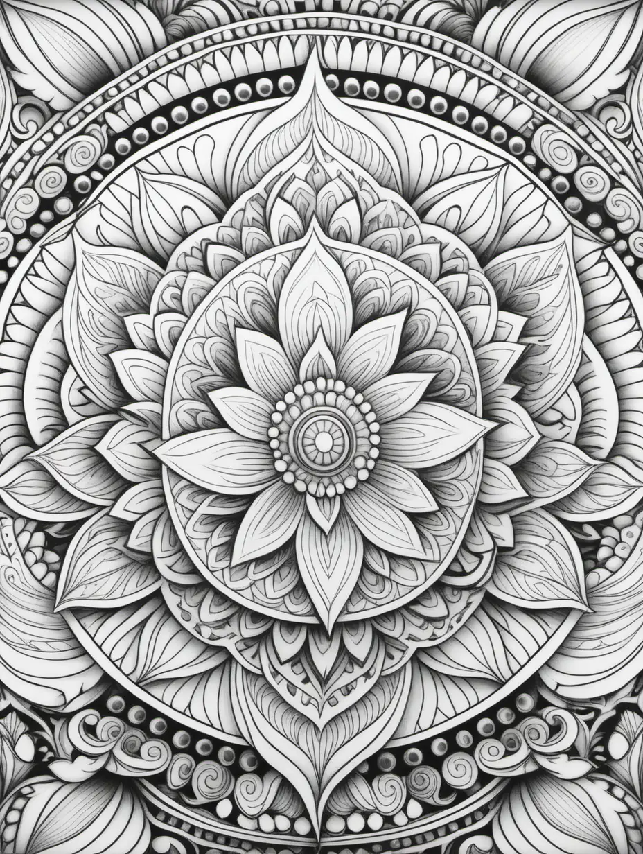 Intricately Detailed Adult Coloring Book Illustration