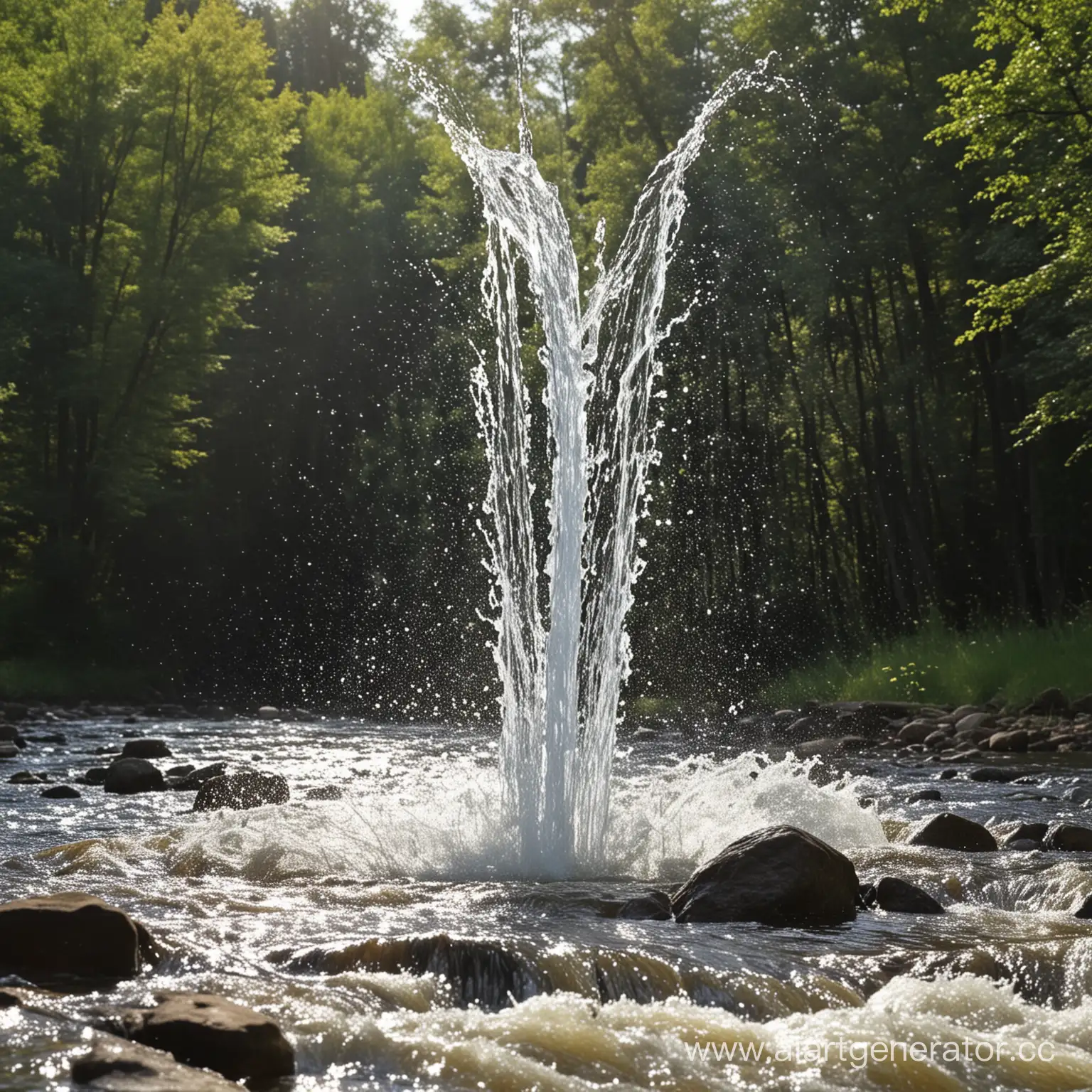 летит вверх струя воды