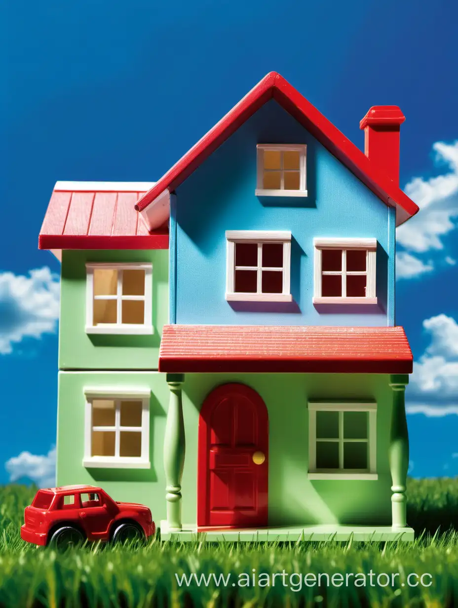 Charming-Toy-House-in-a-Tranquil-Blue-Sky-Setting