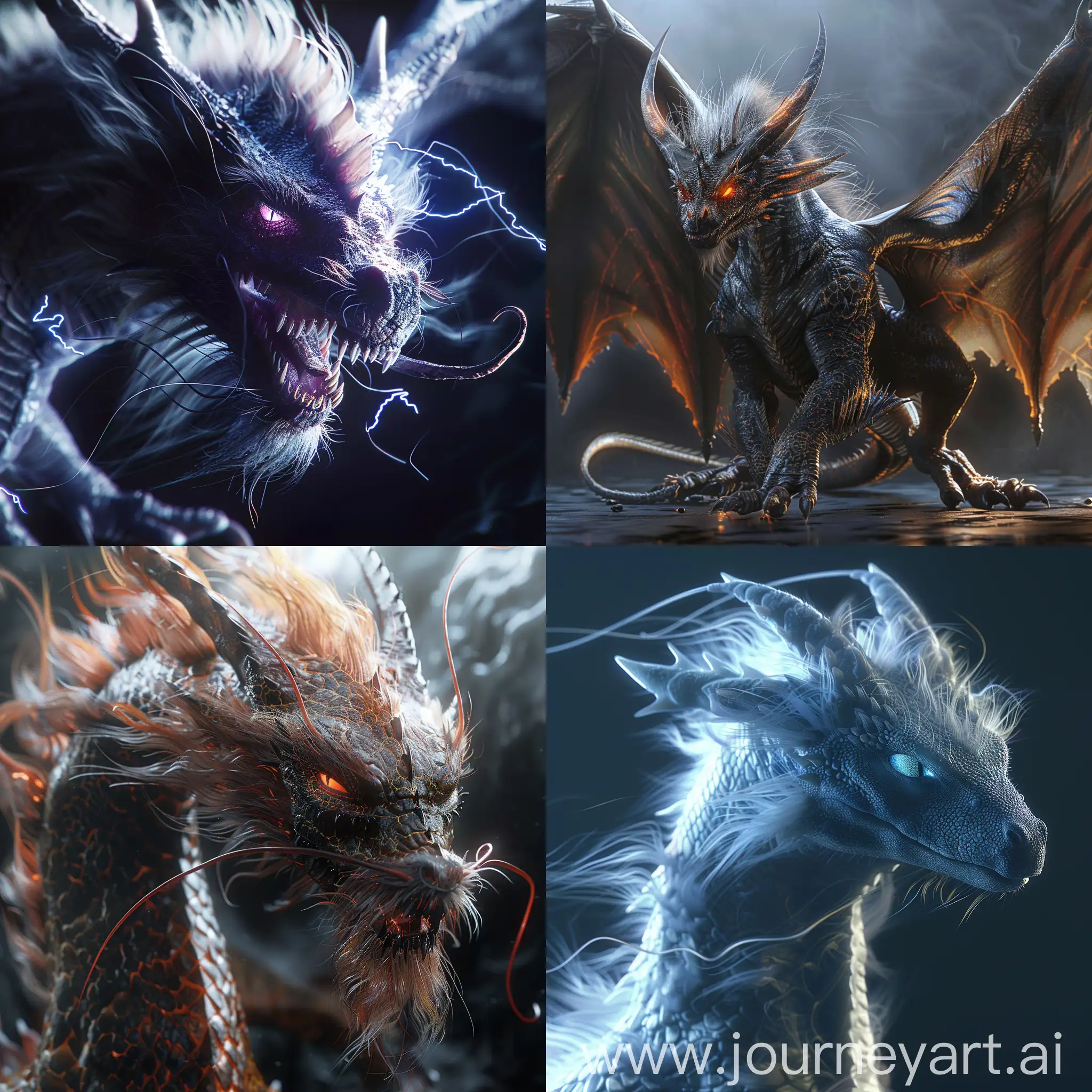 Hyper-Realistic-Electric-Dragon-with-Detailed-Hairy-Texture-and-Shadows