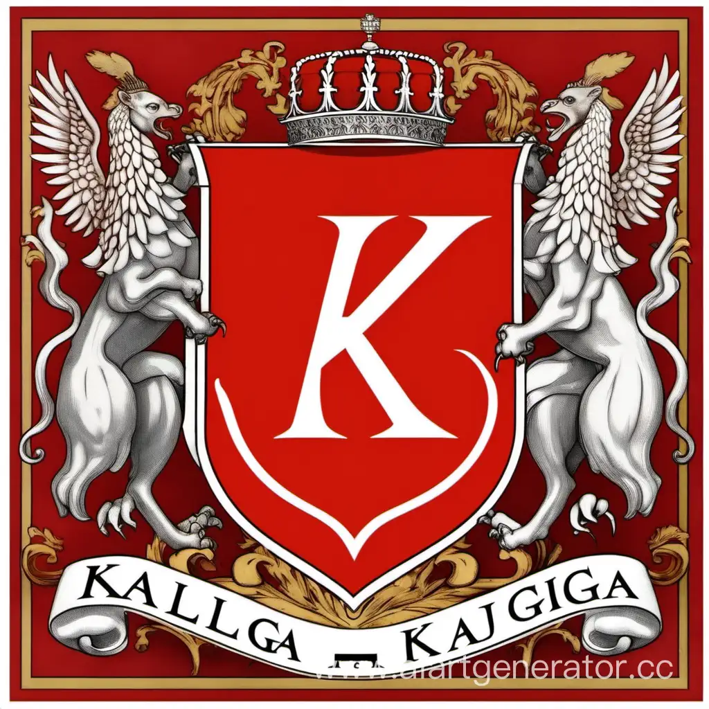 герб Калижская области, буква К на середине, красный фон