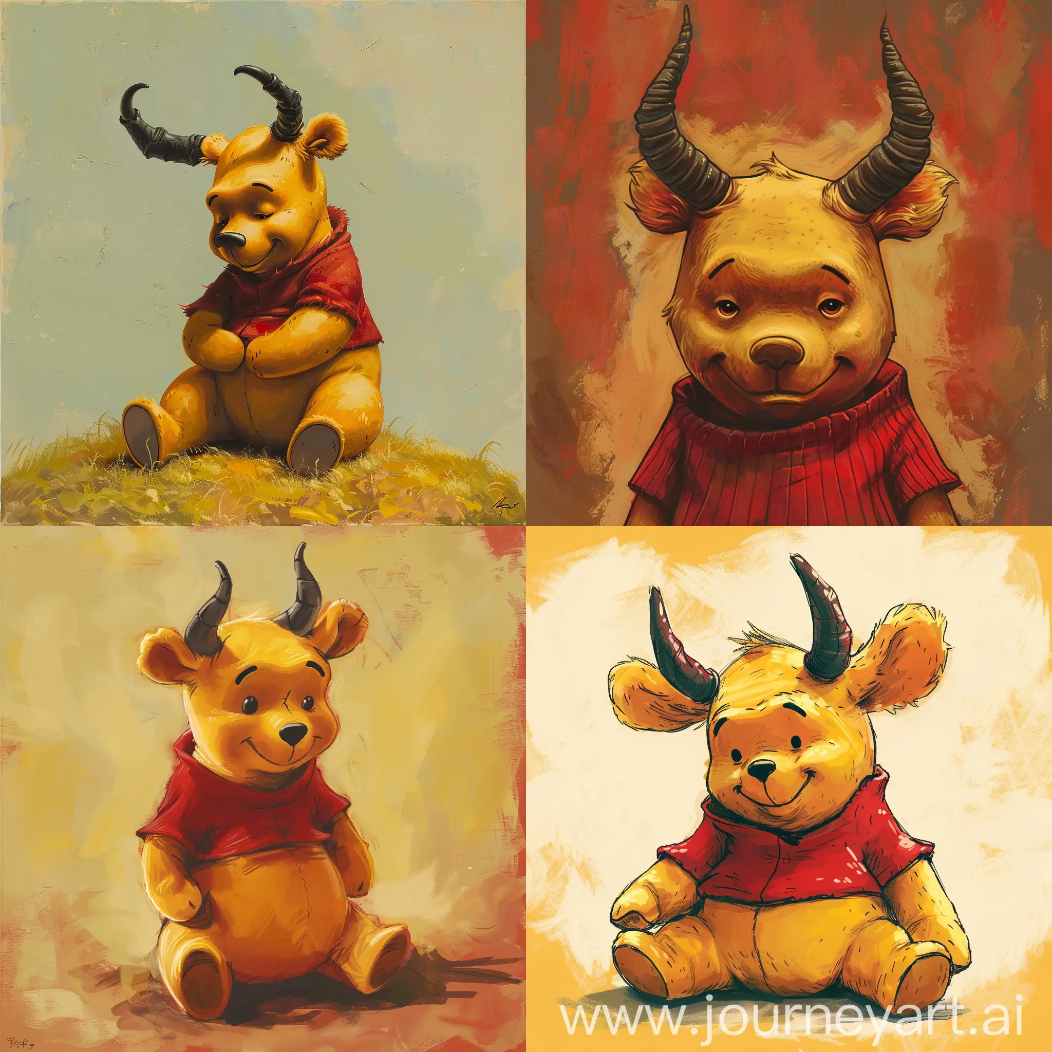 Winnie-the-Pooh-with-Horns-in-Enchanted-Forest