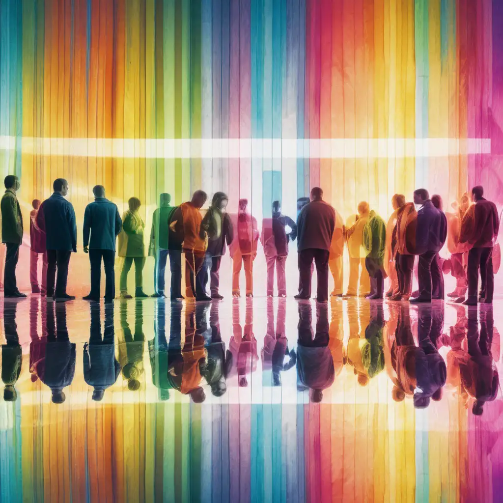 Abstract colorful picture of people reflecting
