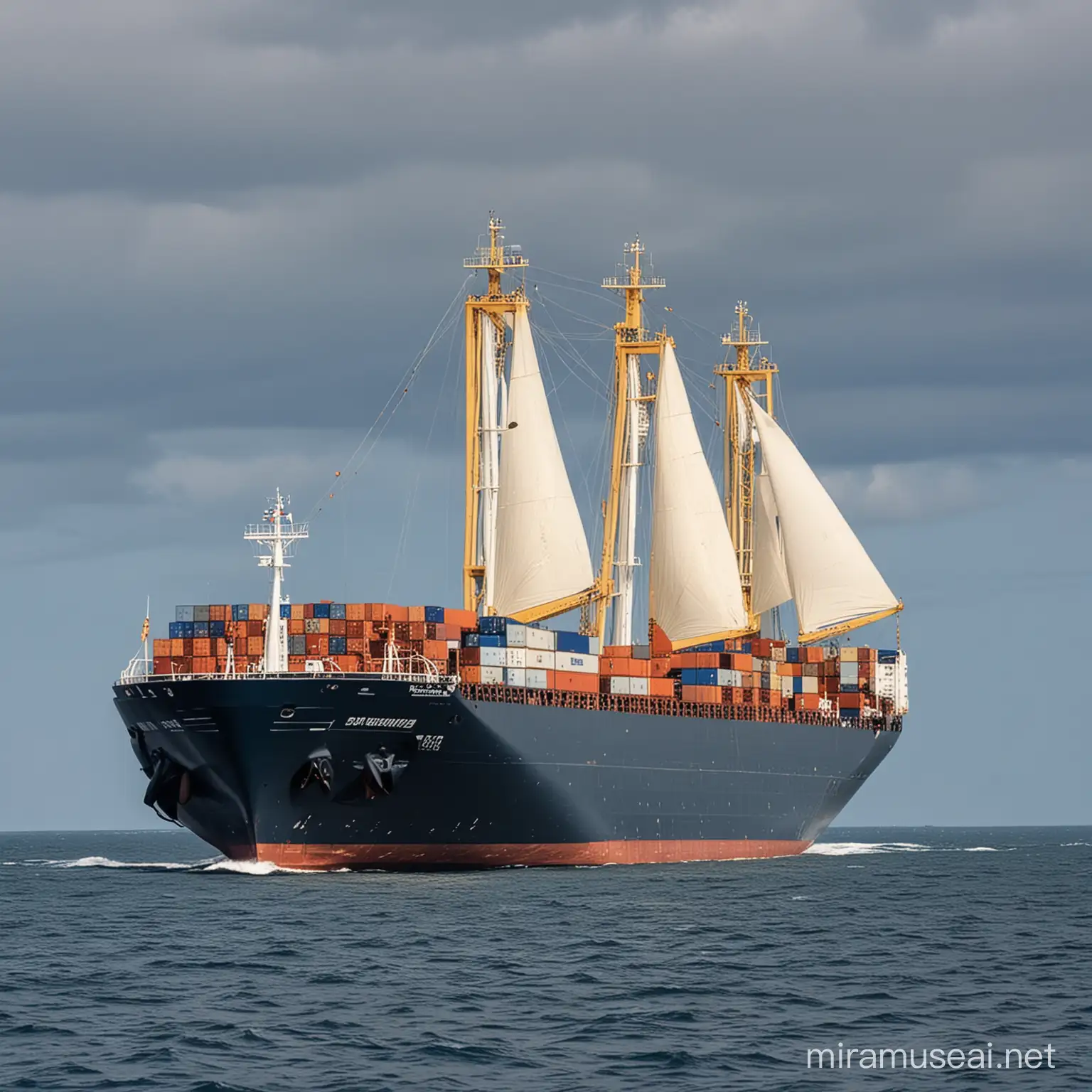 Majestic Commercial Ship Sailing Across Azure Waters