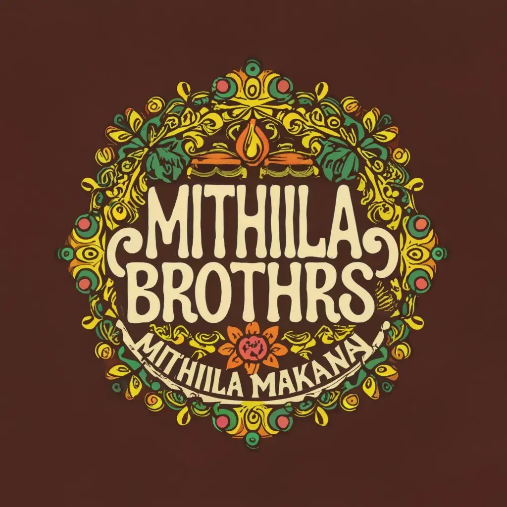 logo, MITHILA PANTING, with the text "MITHILA BROTHERS
MITHILA MAKHANA", typography