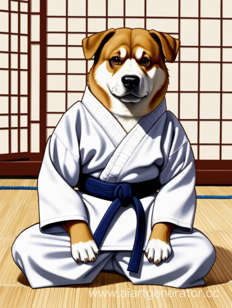 Karate-Practicing-Dog-on-Traditional-Tatami-Mat