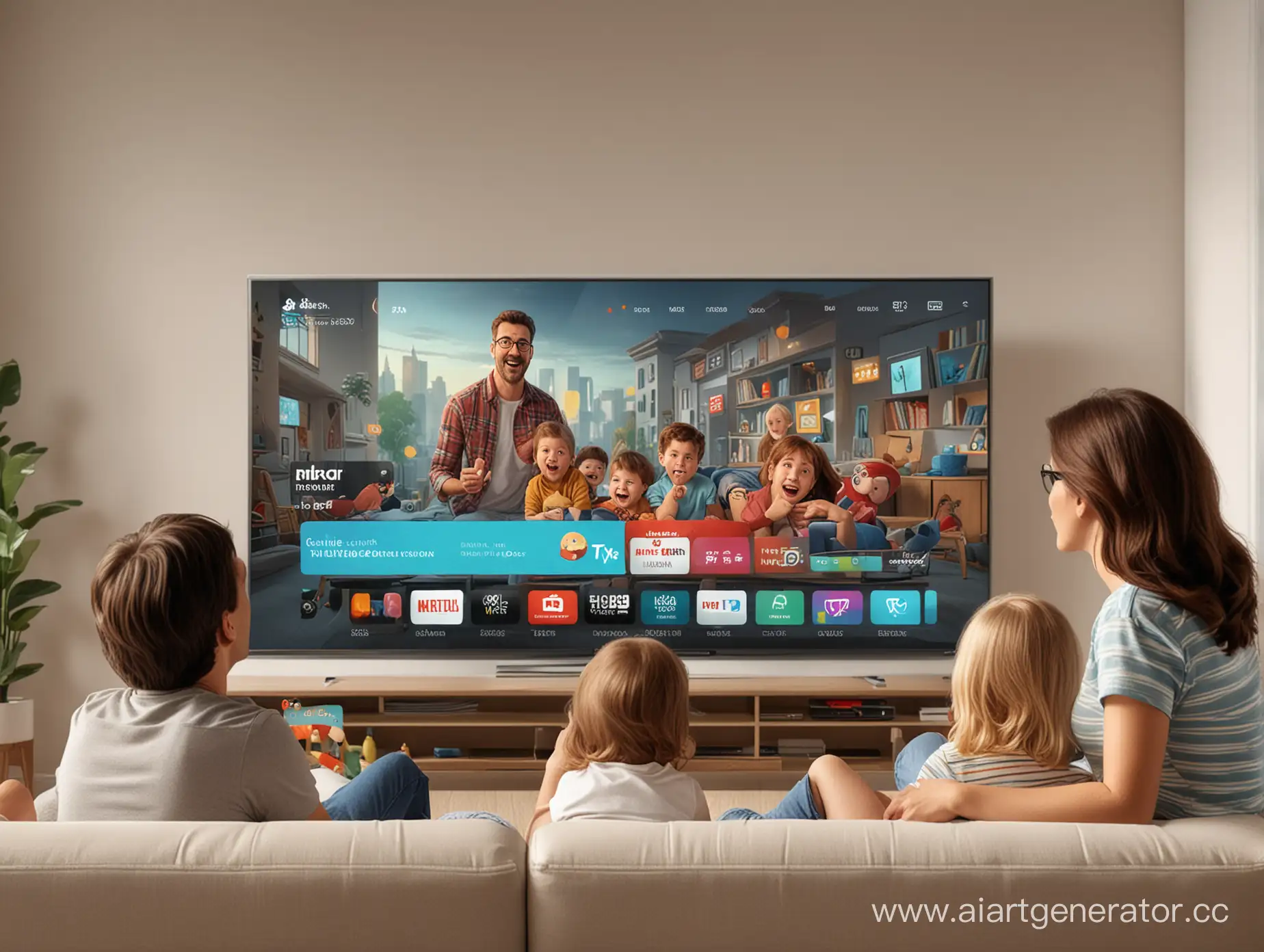 Family-Watching-Cartoon-Together-on-Smart-TV