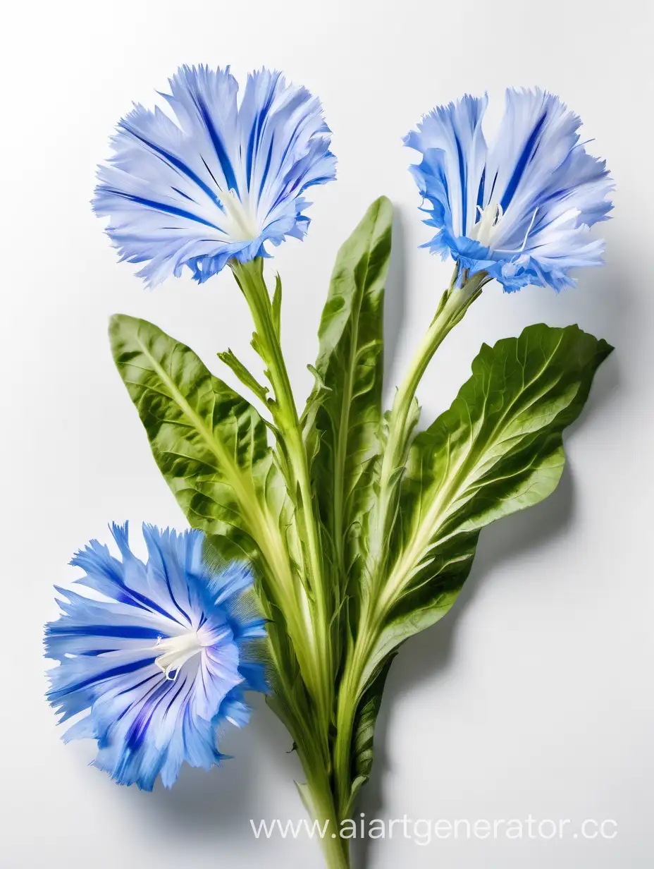 Chicory-Flower-Blossoming-on-Clean-White-Background