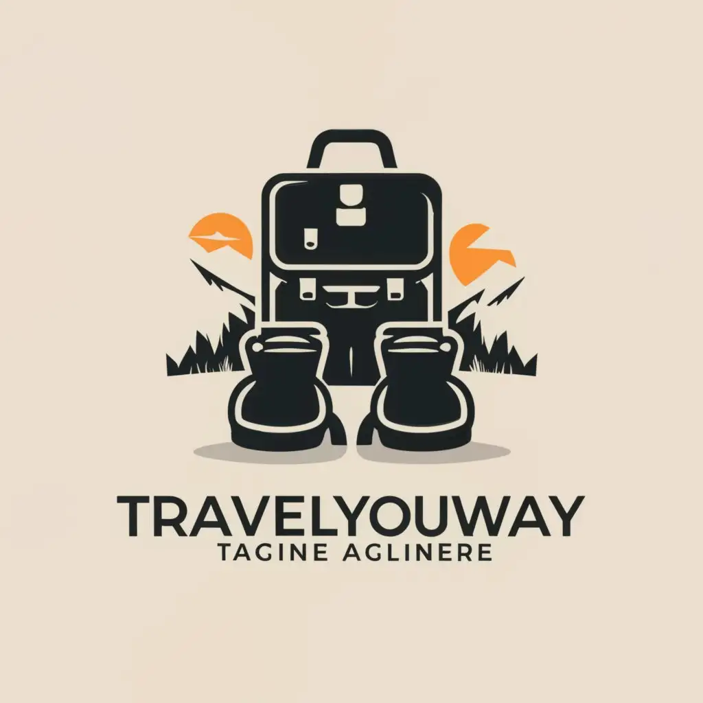 LOGO-Design-for-Travel-You-Away-AdventureInspired-Emblem-with-Backpack-and-Boots