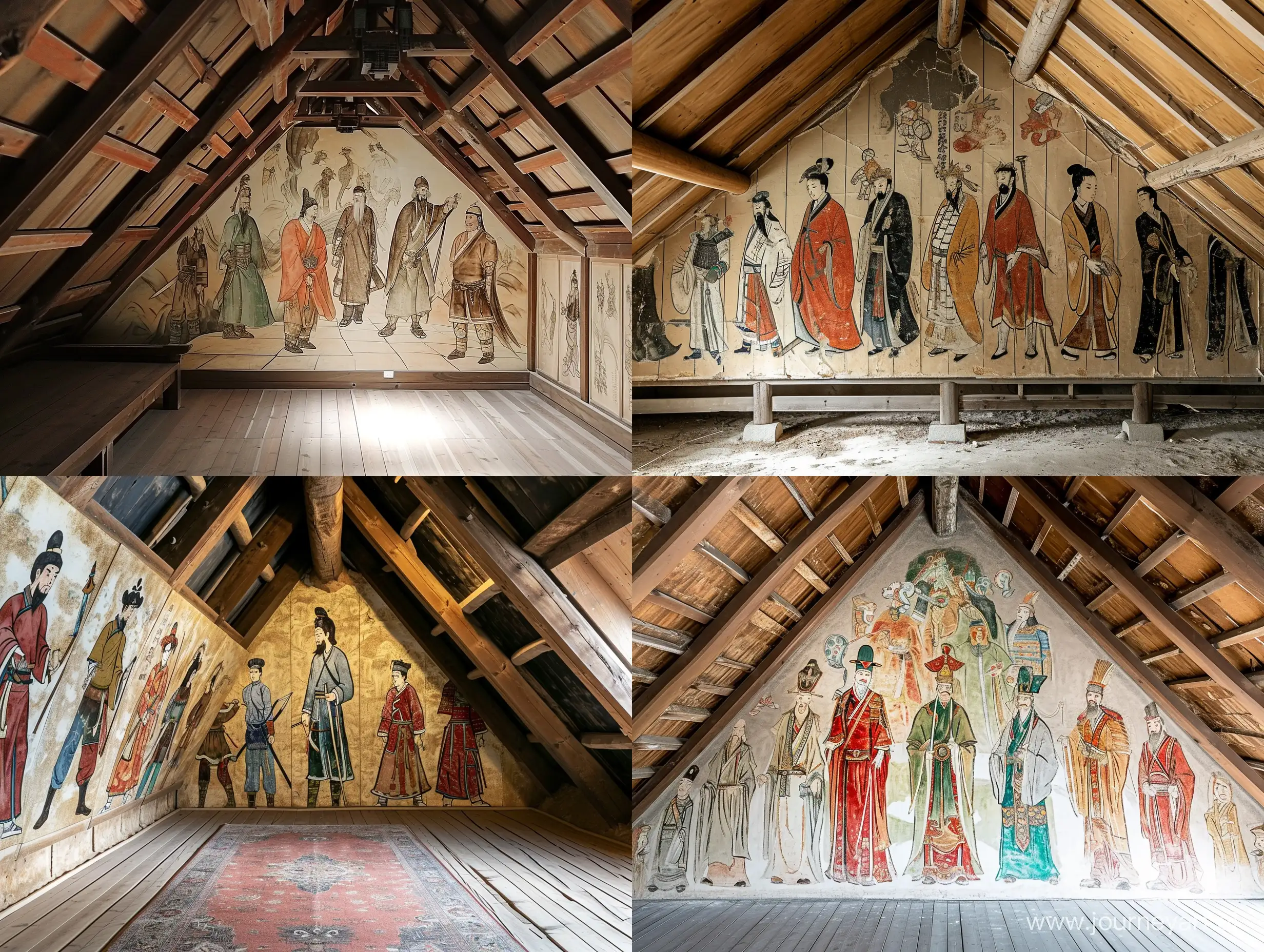 Eleven-Heroes-in-Ancient-Chinese-Style-Attic-Murals