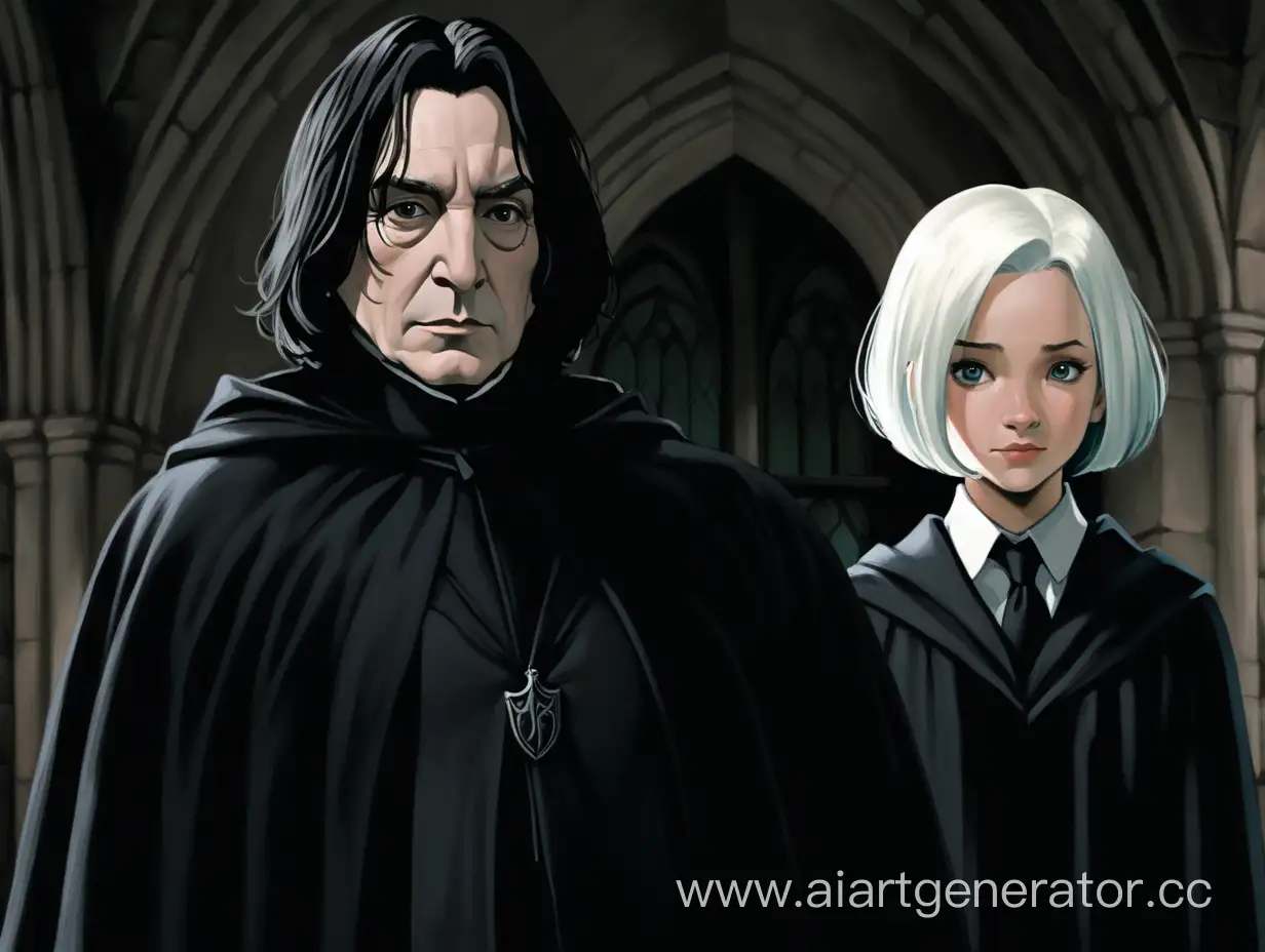 Mysterious-Professor-Snape-Observes-WhiteHaired-Student-in-Black-Cloak