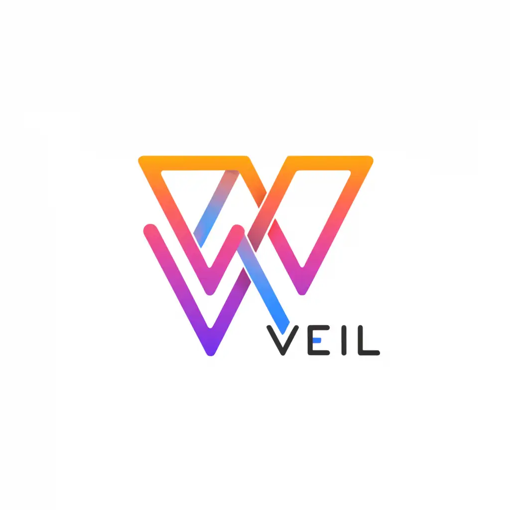 a logo design,with the text "veil", main symbol:a logo design,with the text "VEIL", main symbol:V, mask, haziness, bright colors,Moderate,be used in anime industry,clear background,Moderate,be used in Entertainment industry,clear background