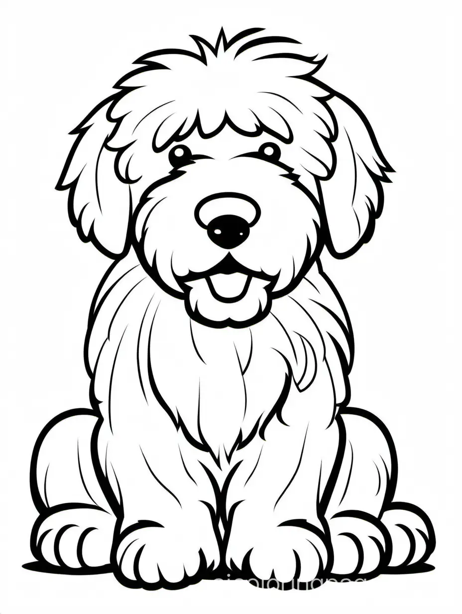 Happy-Baby-Old-English-Sheepdog-Coloring-Page-on-White-Background