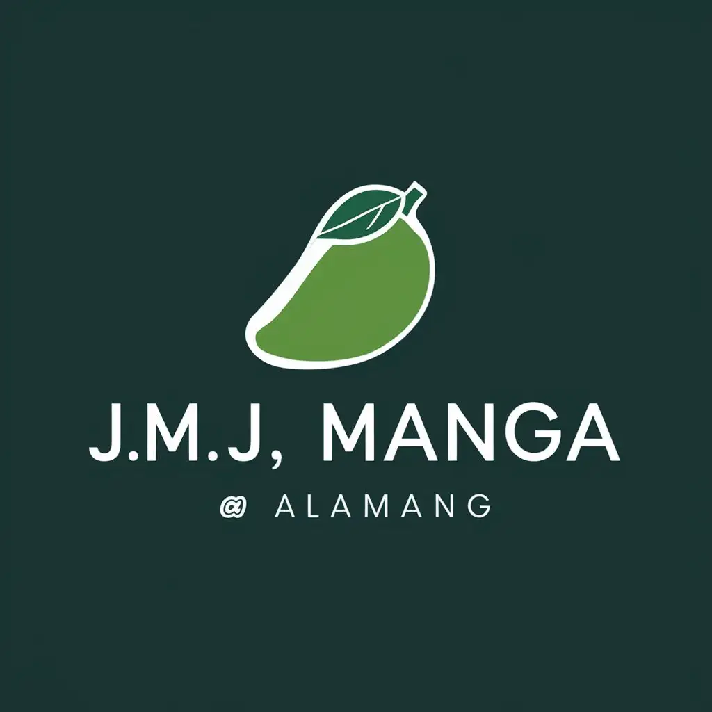 logo, green mango, with the text "J.M.J Manga @ Alamang", typography, be used in Retail industry
