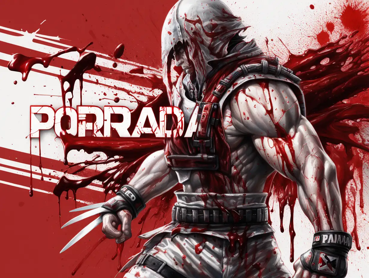 "PORRADA" , banner, red, white, edgy, bleeding text, fighter