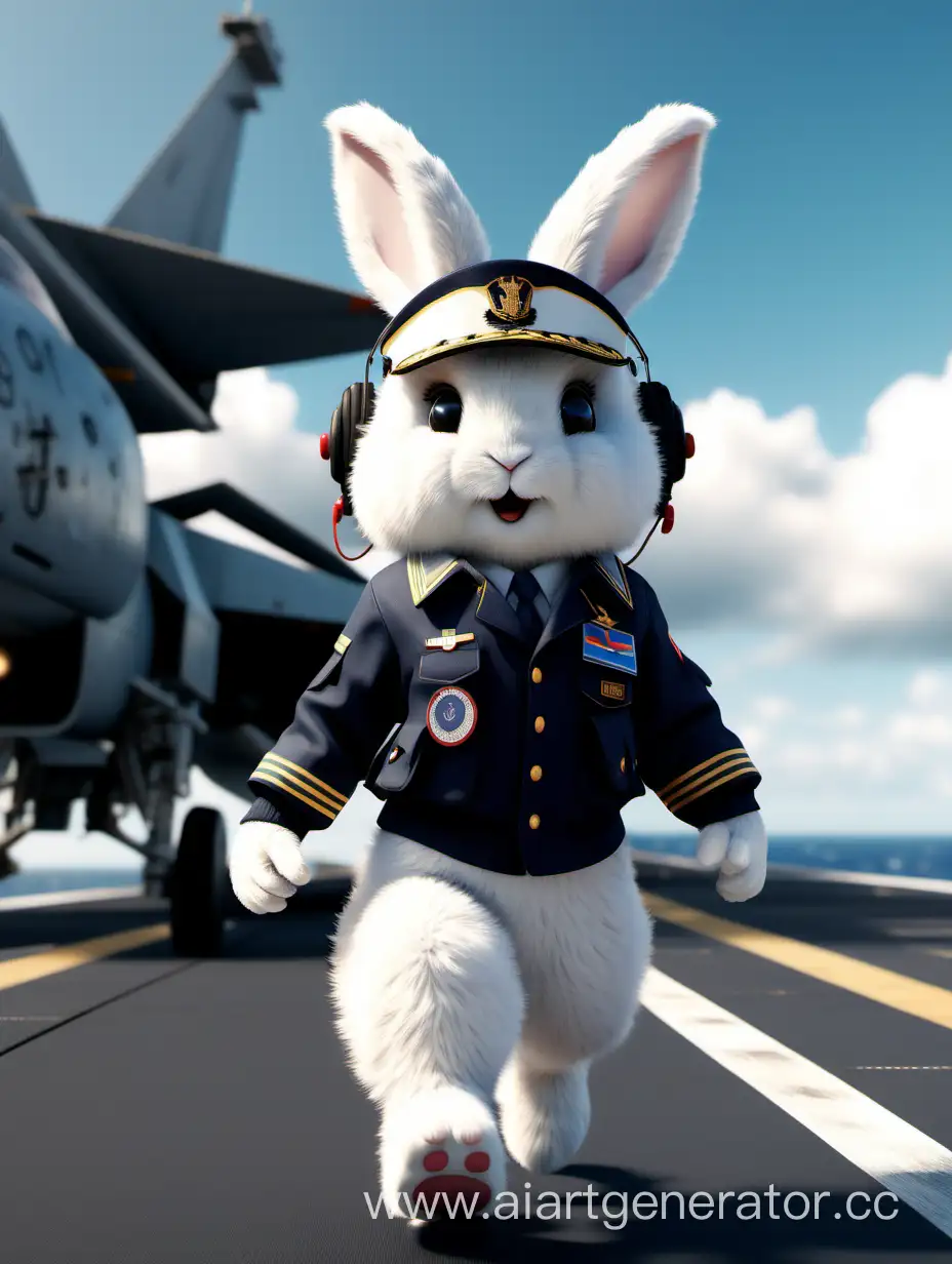 Adorable-Rabbit-Pilot-Strolling-on-Military-Aircraft-Carrier-8K-Unreal-Engine-Render